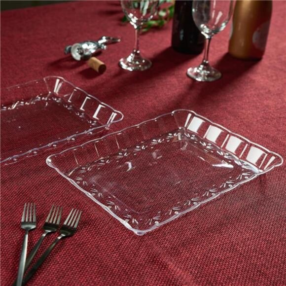 Disposable Plastic Serving Trays Rectangle Party Platters 9x13 Set of 4 - Picture 5 of 7